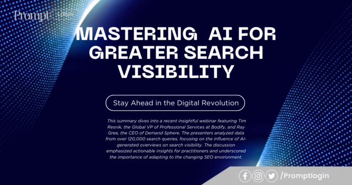 A visually captivating graphic highlighting the topic of mastering AI for greater search visibility, featuring insights from leading experts in SEO and digital marketing strategies.