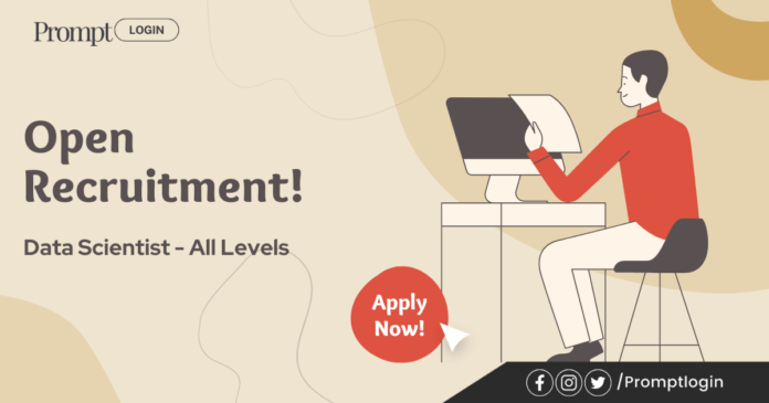 Illustration for 'Mastering AI for Greater Search Visibility' featuring open recruitment for Data Scientist positions at all levels, highlighting PromptLogin's focus on AI innovation and opportunities.