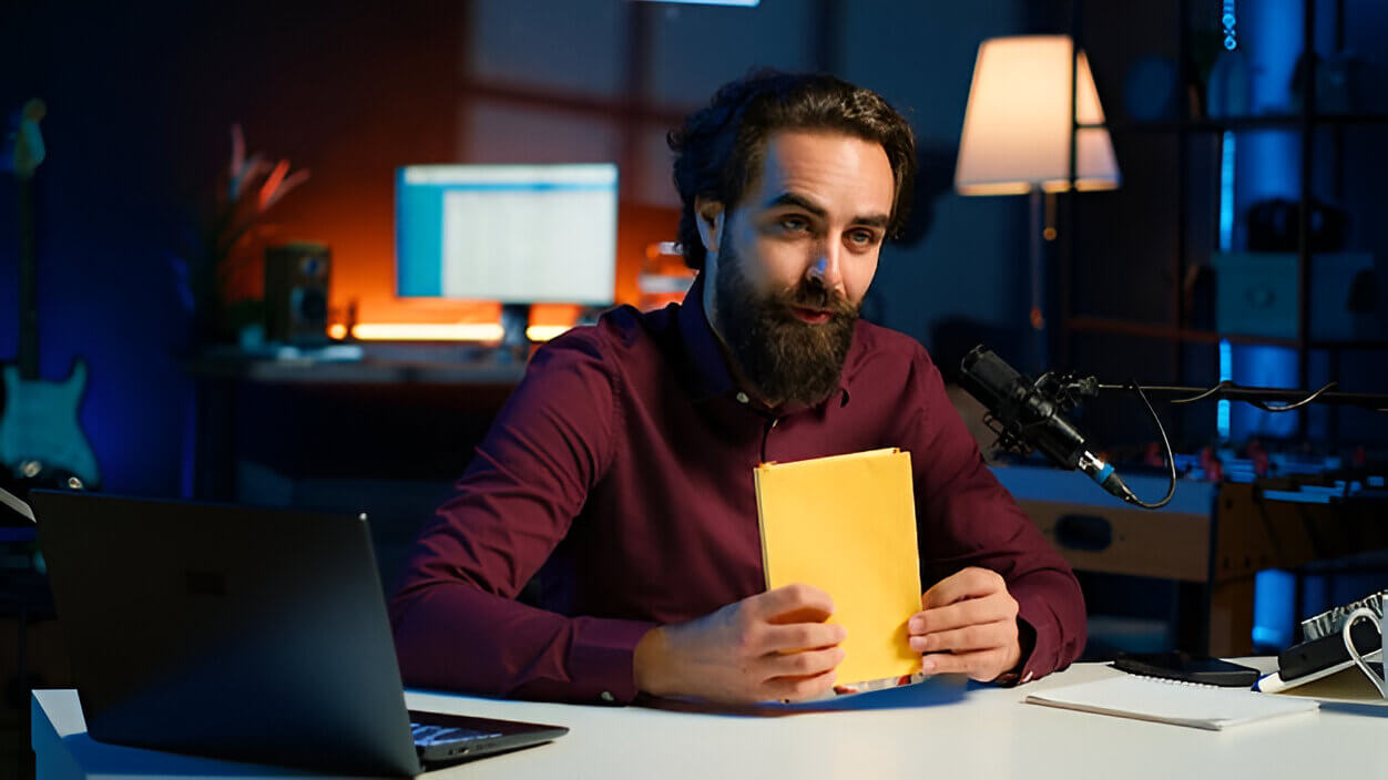 a person is doing prodcast with the help of  Ai