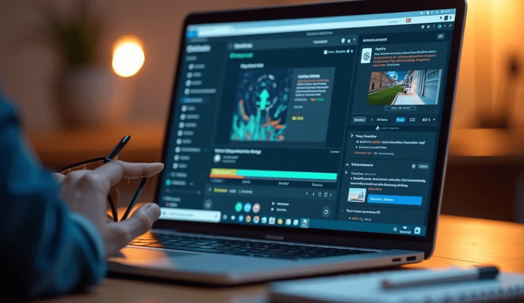 Realistic view of AI repurposing tools being used in a modern content creator’s setup.
