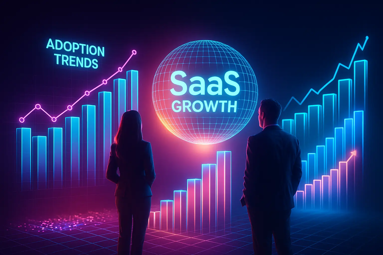 AI adoption trends in B2B SaaS with predictive analytics and growth insights.