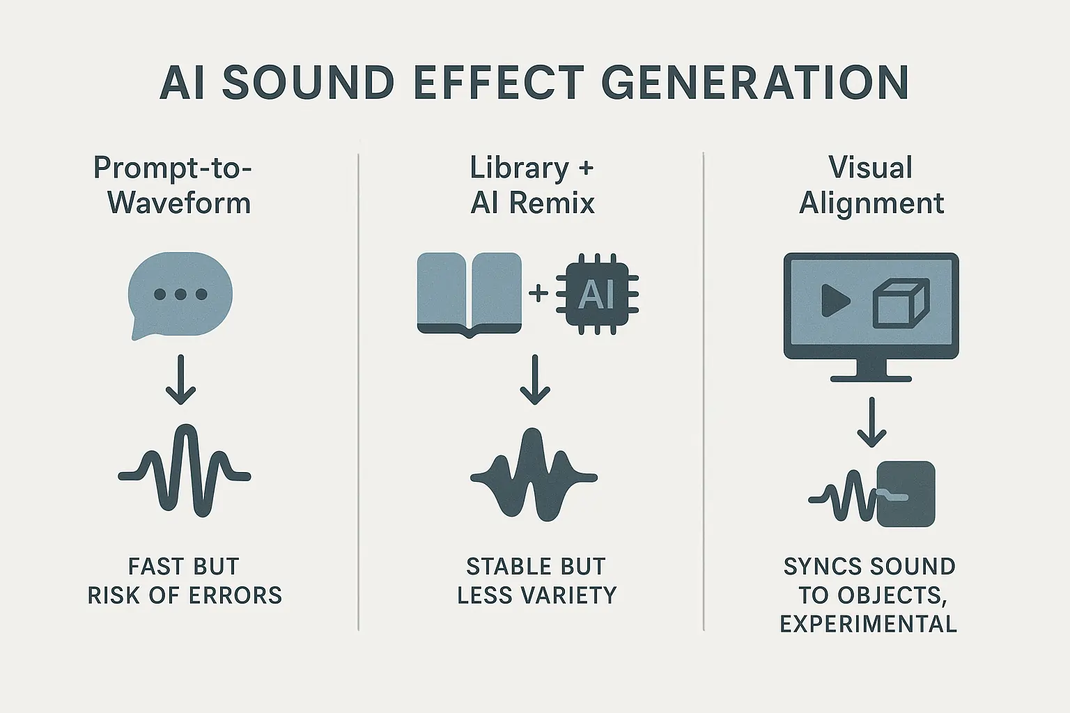 Infographic of AI sound effect generation models for video editing workflows