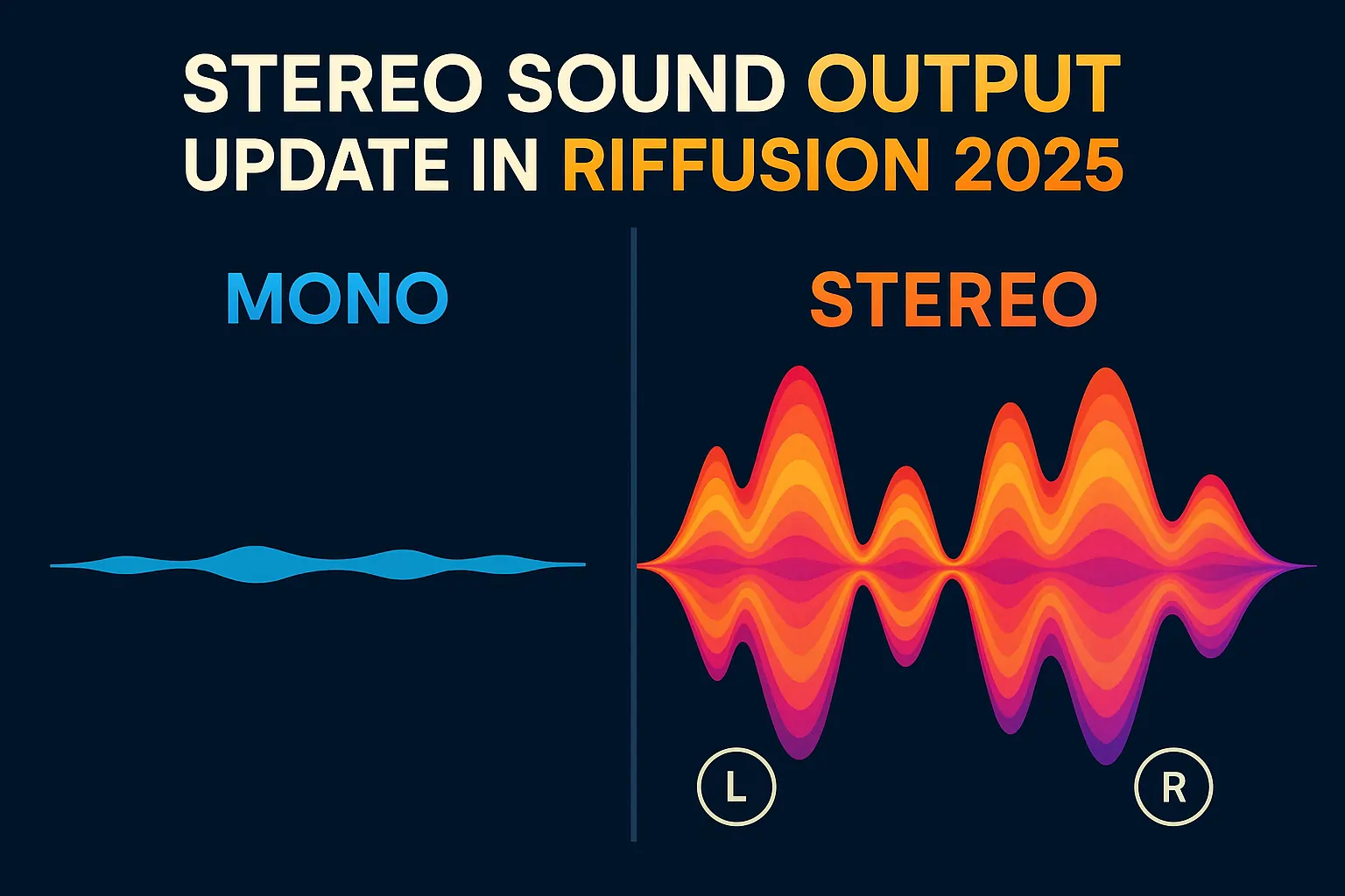 Eye-catching visual of stereo sound output in Riffusion 2025 with enhanced audio depth