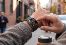 What Is Notefolio? The Smart Productivity Tool Explained Person using Apple Watch for notifications and fitness tracking in a modern lifestyle setting with realistic smartwatch interface and clean workspace background.